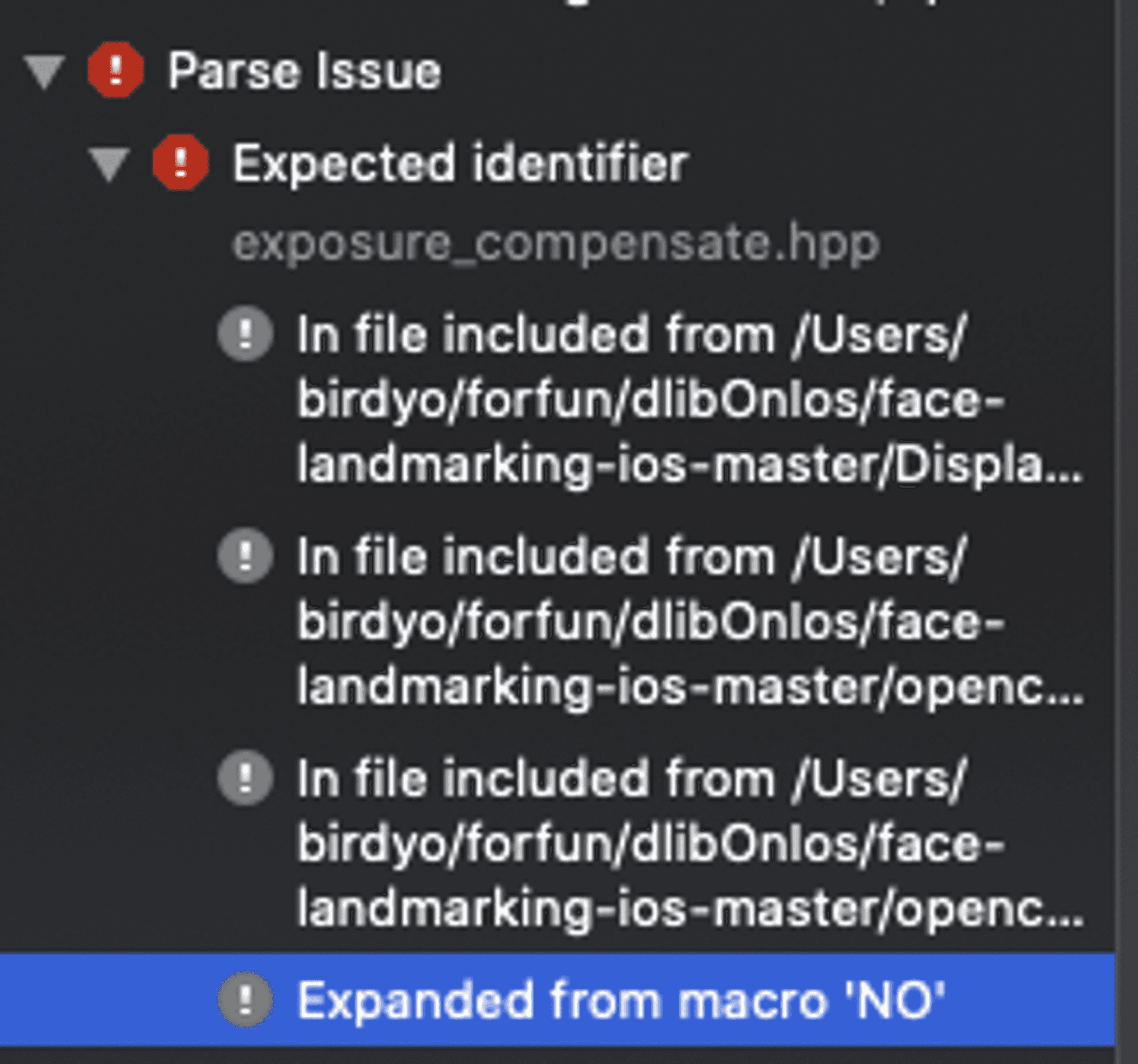 Expanded from macro 'NO'